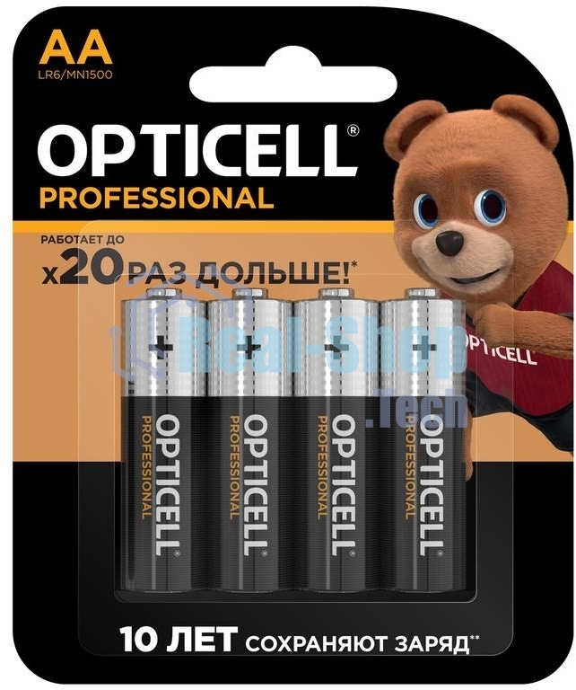Элемент питания алкалиновый AA/LR6 (блист. 4шт) Professional Opticell 5052001