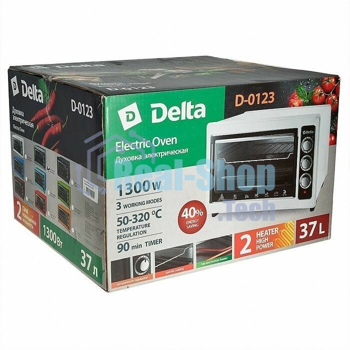 Мини-печь Delta D-0123 серая с тэном повыш. мощности,1300 Вт,37 л,2 нагреват. эл, с термостатом