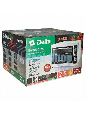 Мини-печь Delta D-0123 серая с тэном повыш. мощности,1300 Вт,37 л,2 нагреват. эл, с термостатом