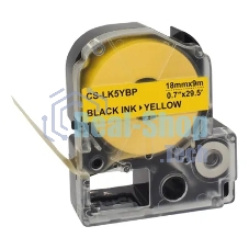 Картридж ленточный Cactus CS-LK5YBP черный, 18мм, 9м для Epson LW400/LW700/LW600P/LW1000P/K400/Z700/Z900