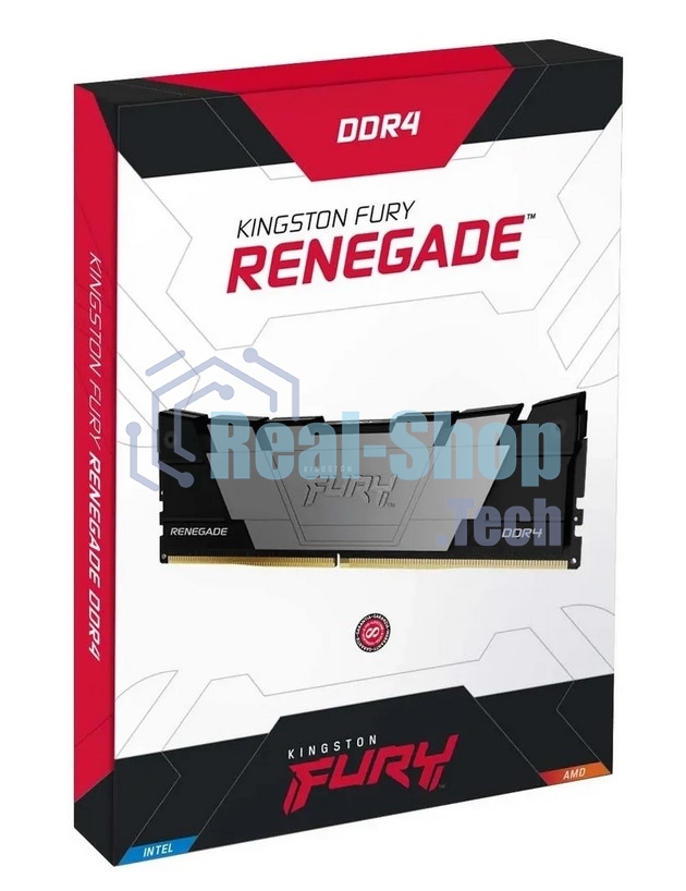 Оперативная память Kingston Fury Renegade, DDR4, 32GB (2x16GB), 3200MHz, CL16, DIMM, с радиаторами, серый/черный