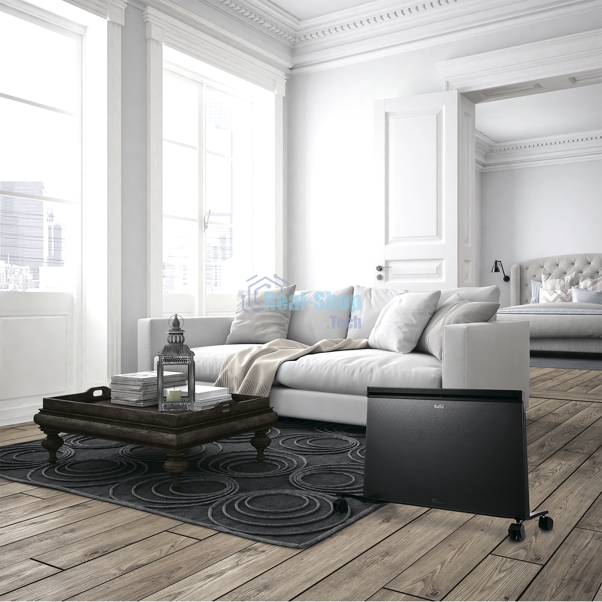 Конвективно-инфракрасный обогреватель Ballu Plaza Solar BIHP/S-1300 черный, 1300 Вт, 15 м2, термостат, дисплей