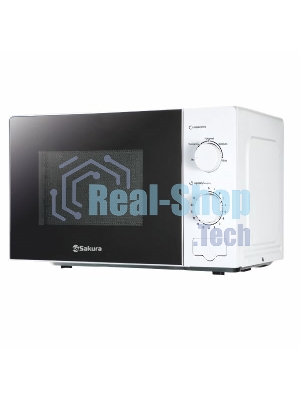 Микроволновая печь Sakura SA-7053W белый, 20 л, 700 Вт, переключатели - поворотный механизм