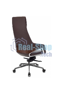 Кресло руководителя Бюрократ DAO-2 коричневый, кожа, с подголовником, крестовина алюминий