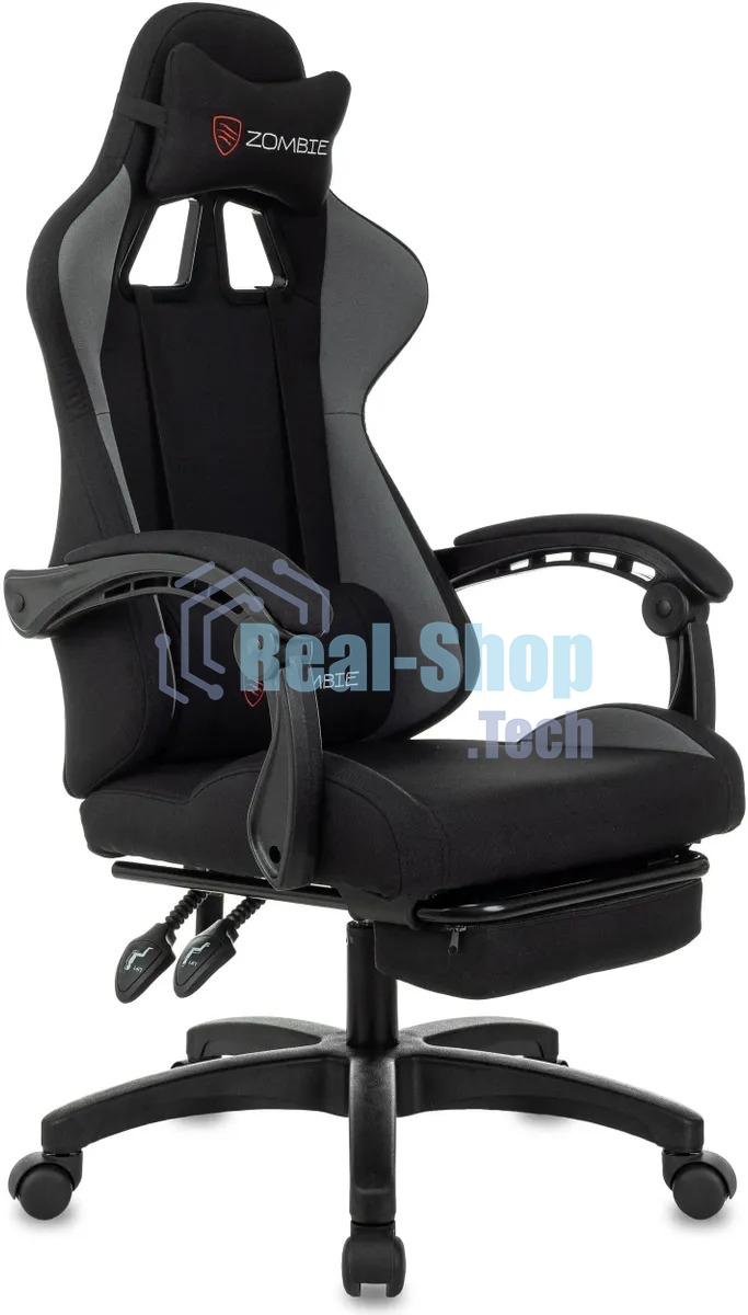 Кресло Zombie Shadow черный/серый, ткань, подставка для ног