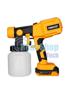 Краскопульт электрический аккумуляторный DEKO SG20DK, 20В, 800 мл, 1x3.0А·ч 083-1133