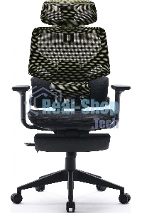 Кресло офисное Cactus CS-CHR-MC01-LGNBK салатовый, сиденье черный, сетка/ткань, с подголов. крестов. пластик, подст. для ног