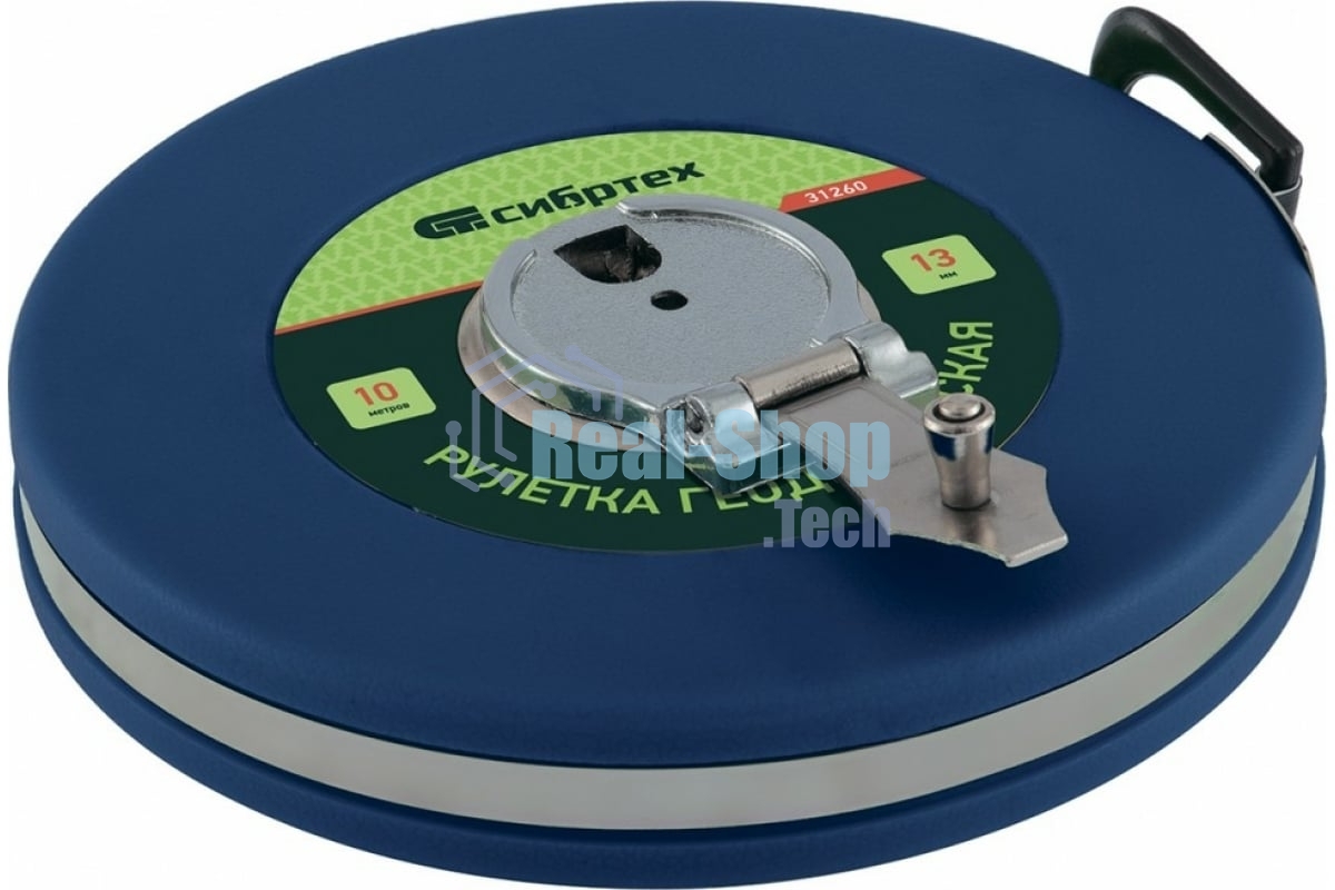 Рулетка геодезическая Сибртех 30 м х 13 мм, закрытый корпус, фиберглассовая лента