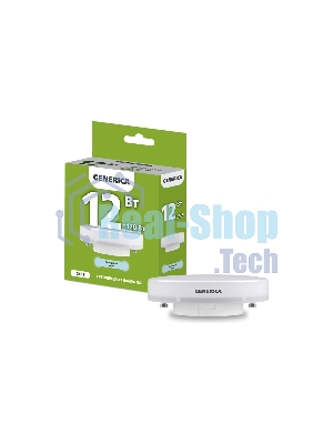 Лампа светодиодная GENERICA LL-T80-12-230-65-GX53-G T80 12Вт таблетка 6500К GX53 230В