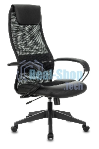 Кресло руководителя Бюрократ CH-608/BLACK TW-01 TW-11 черный, спинка сетка, искусст. кожа/ткань