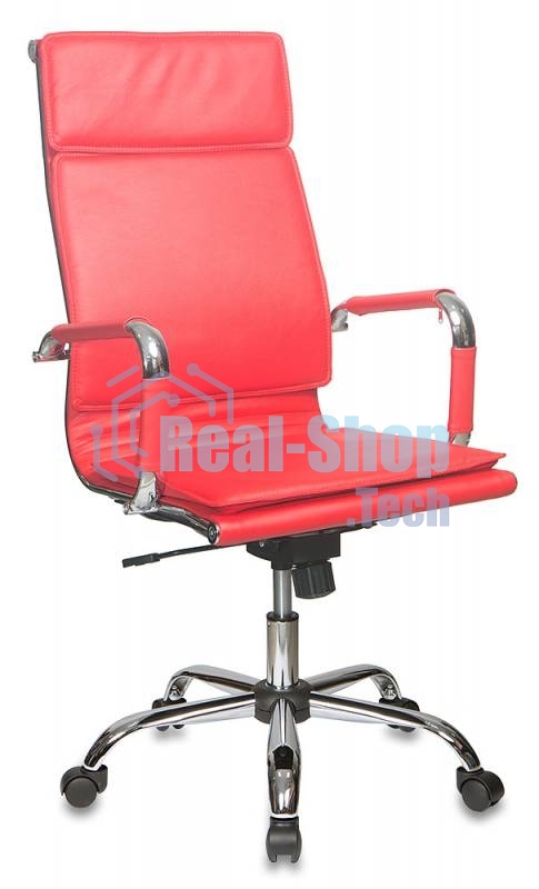 Кресло руководителя Бюрократ CH-993/red красный, искусственная кожа, крестовина хромированная