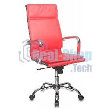 Кресло руководителя Бюрократ CH-993/red красный, искусственная кожа, крестовина хромированная