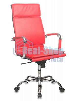 Кресло руководителя Бюрократ CH-993/red красный, искусственная кожа, крестовина хромированная