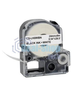 Картридж ленточный Cactus CS-LK6WBN черный, 24мм, 9м для Epson LW700/LW600P/LW1000P/Z700/Z900