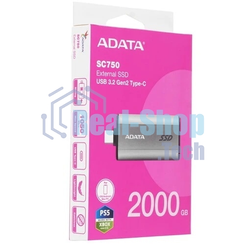 Внешний SSD ADATA SC750, 2TB, USB 3.2 Gen 2 Type-C, R/W 1050/1000, черный