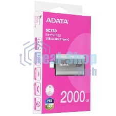 Внешний SSD ADATA SC750, 2TB, USB 3.2 Gen 2 Type-C, R/W 1050/1000, черный