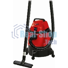Строительный пылесос Einhell TC-VC 1825 (2342430) красный, 1250 Вт, уборка сухая/влажная, пылесборник мешок/контейнер, 25 л