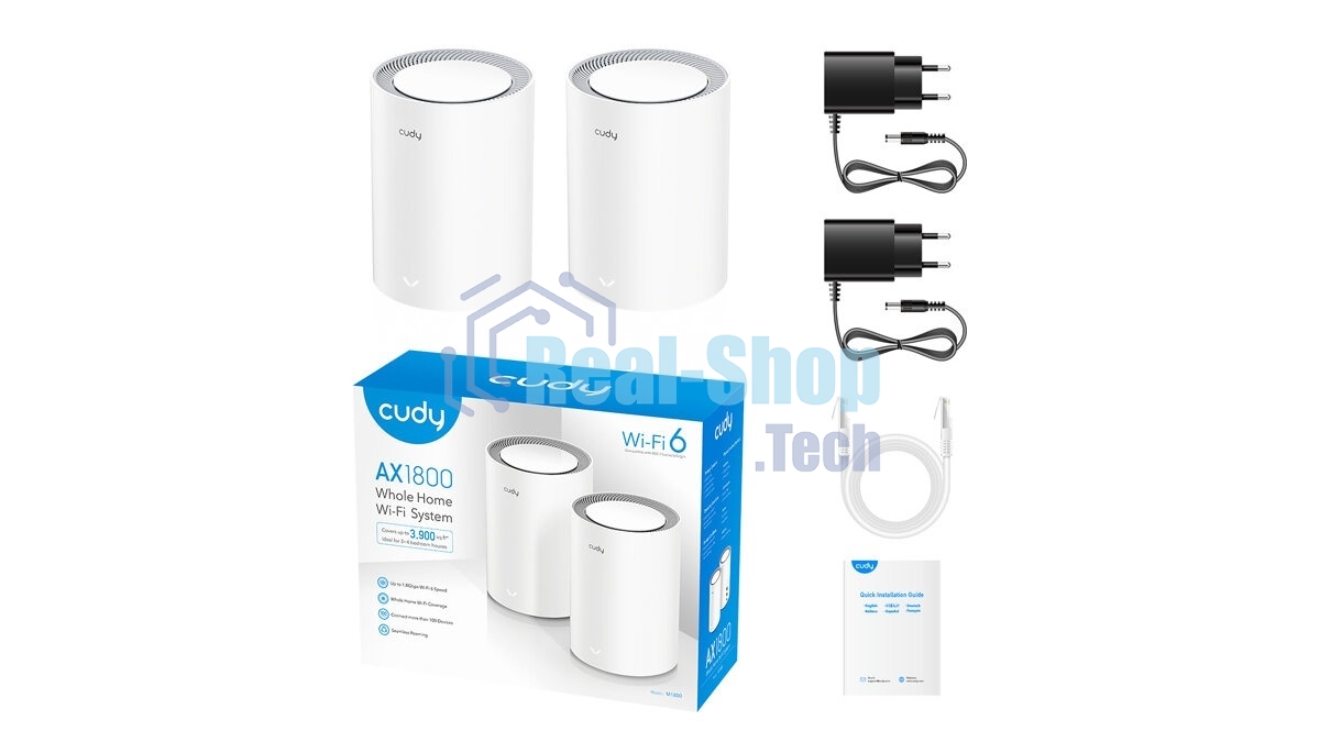 Бесшовный Mesh роутер Cudy M3000(2-PACK) AX3000 10/100/1000/2500BASE-T, белый (упак.:2шт)