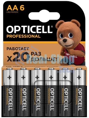 Элемент питания алкалиновый AA/LR6 (блист. 6шт) Professional Opticell 5052003