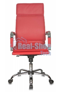Кресло руководителя Бюрократ CH-993/red красный, искусственная кожа, крестовина хромированная
