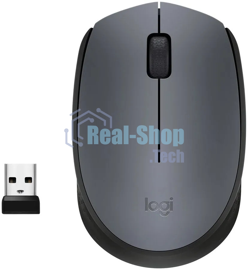 Мышь беспроводная Logitech M170 черный/темно-серый, 1000 dpi, радиоканал, USB, кнопки - 3