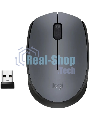 Мышь беспроводная Logitech M170 черный/темно-серый, 1000 dpi, радиоканал, USB, кнопки - 3