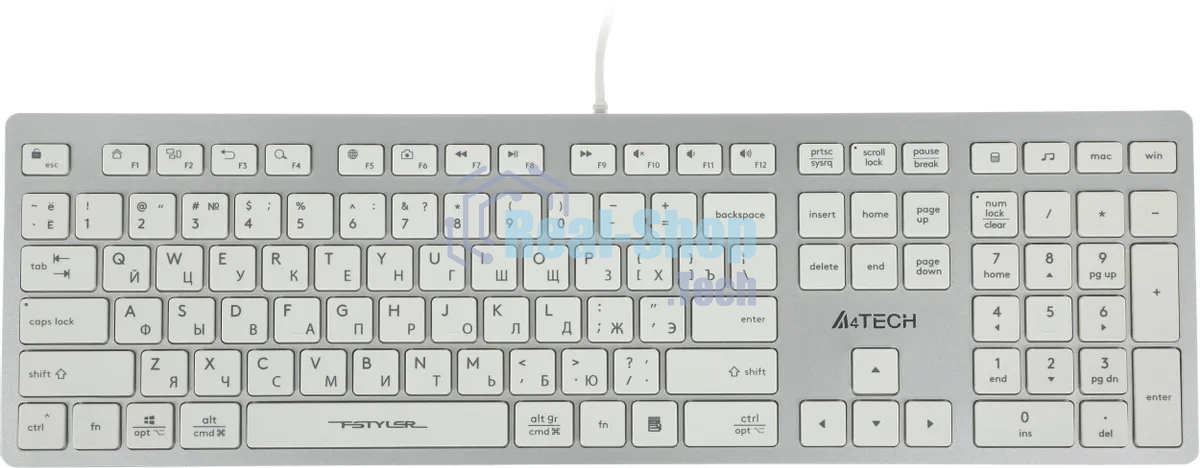 Клавиатура проводная A4Tech Fstyler FX50, USB, белый