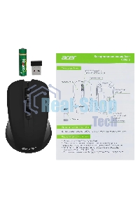 Мышь беспроводная Acer OMR010 черный, 1200 dpi, радиоканал, USB, кнопки - 3