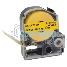 Картридж ленточный Cactus CS-LK6YBP черный шрифт, желтый фон (24 мм, 9 м) для Epson LW700/LW600P/LW1000P/Z700/Z900