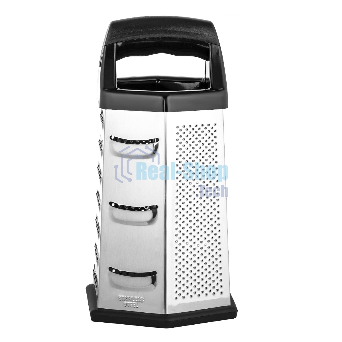 Терка LARA LR07-53 6 поверхностей, высота 23 см, нерж. сталь, нескользящее основание, ручка