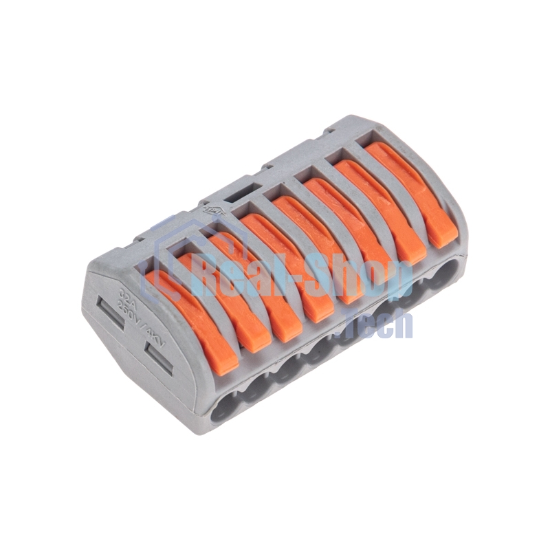 Универсальная клемма Rexant СМК 222-418, 8-проводная серая 0,08-2,5/4мм² (20 шт/уп)