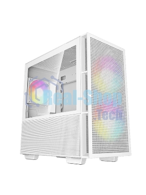 Компьютерный корпус Deepcool CH360 WH без БП, боковое окно (закаленное стекло), 2x140мм ARGb LED вентилятор спереди и 1x120мм ARGb LED вентилятор сзади, белый, mATX