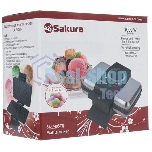 Вафельница SA-7405TR 1000Вт нерж 