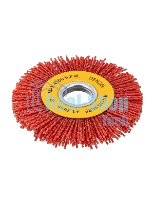 Щетка для УШМ Denzel 100 мм, плоская, нейлоновая щетина, посадка 22,2 мм