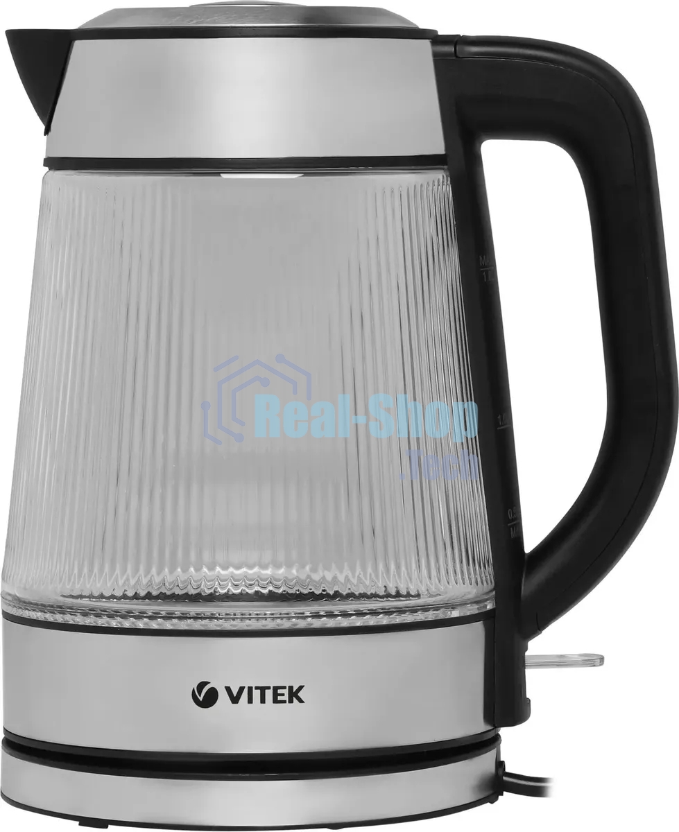 Чайник электрический Vitek VT-7017, 1.8л, 2200Вт, прозрачный, корпус: стекло