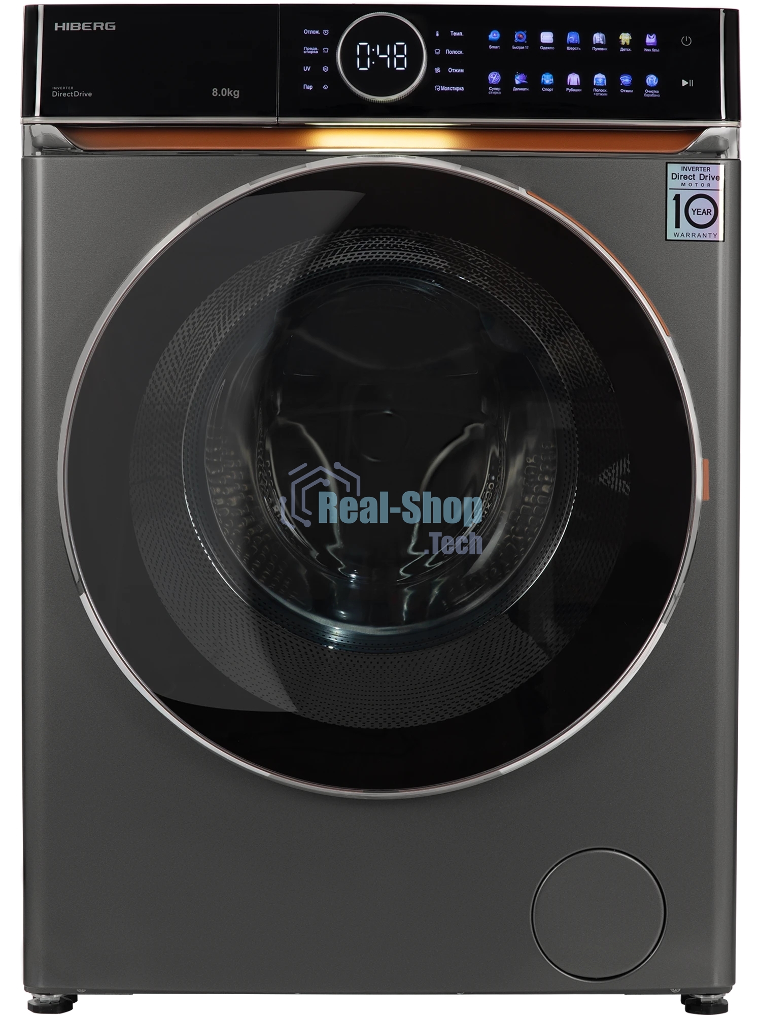 Стиральная машина HIBERG i-DDQ10 - 814 Sd Темно-серый загр. фронтальная макс.: 8 кг 1400 об/мин класс: А+++