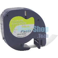 Картридж ленточный Cactus CS-LT-91201 черный шрифт, белый фон (12 мм, 4 м) для Dymo Letra Tag LT-100H