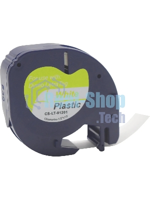 Картридж ленточный Cactus CS-LT-91201 черный шрифт, белый фон (12 мм, 4 м) для Dymo Letra Tag LT-100H