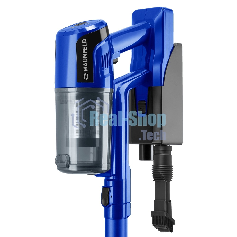 Пылесос вертикальный беспроводной Maunfeld MF-2032BL PRO синий, питание от аккумулятора, 200 Вт, уборка сухая, пылесборник 0.5 л, работа от АКБ max - 35 мин