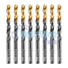 Сверло по металлу Denzel 8 мм, HSS-Tin, Golden Tip, 8 шт.