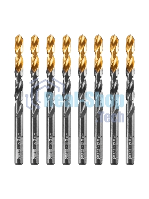 Сверло по металлу Denzel 8 мм, HSS-Tin, Golden Tip, 8 шт.