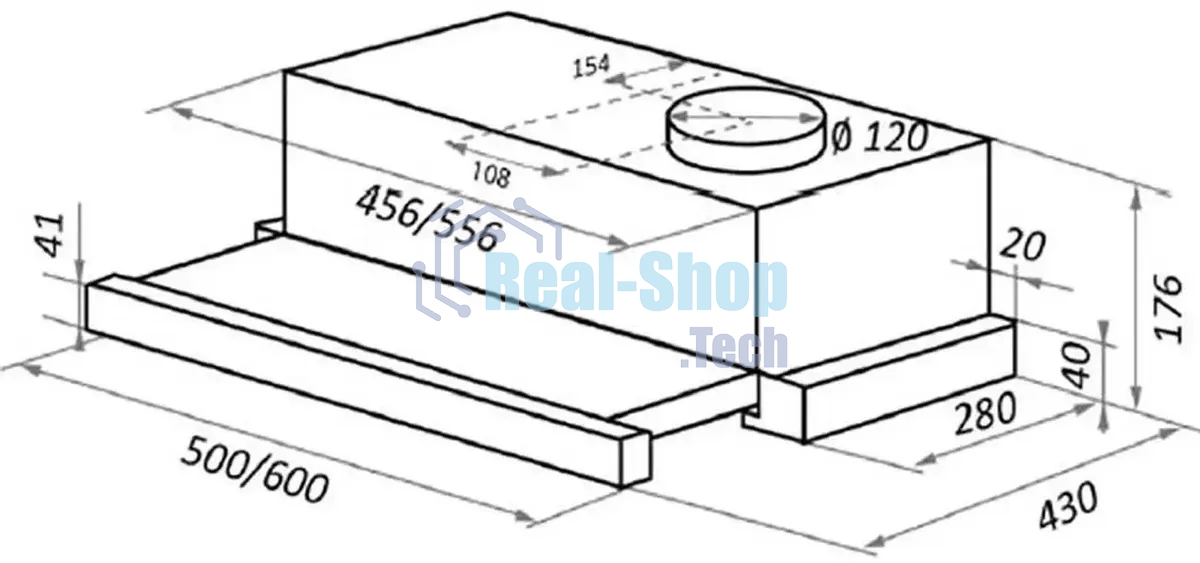 Вытяжка телескопическая HOMSair Flat 50 белый, 50 см, 520 куб. м/ч, 47 дБ