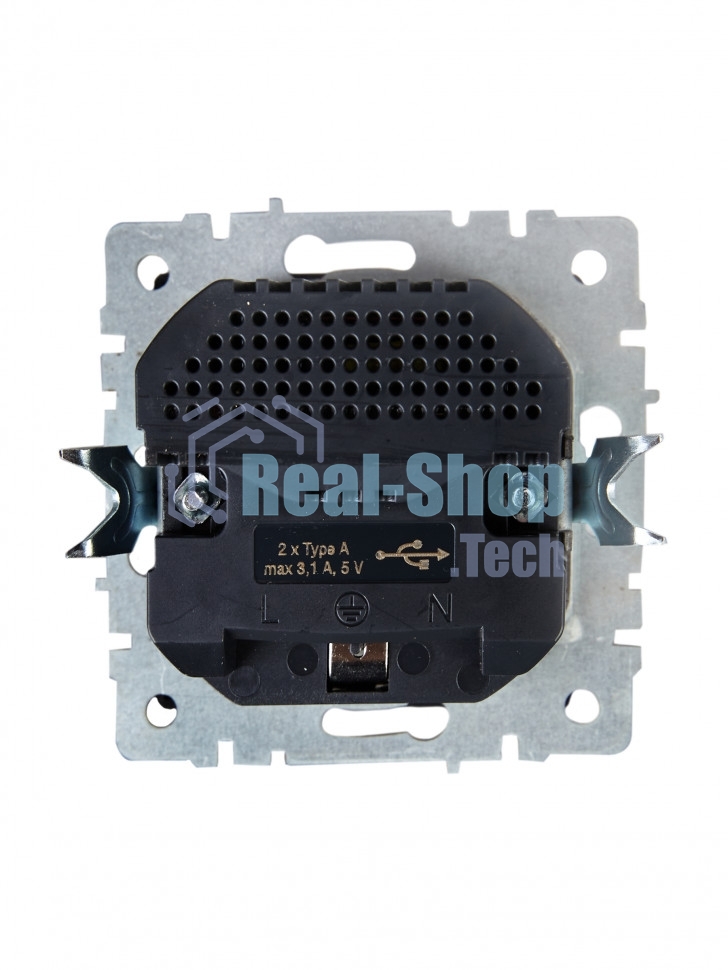 Розетка 1-местная IEK BRITE РЮш10-2-БрА (BR-R14-16-U21-D31-K47) с заземлением, с защитными шторками, 16А, с USB A+A 5В 3,1А, алюминий