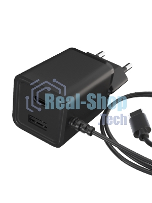 Сетевое зарядное устройство Maxvi A304T Type-C\USB 3A 15W + литой кабель Type-C 1.2м, черный