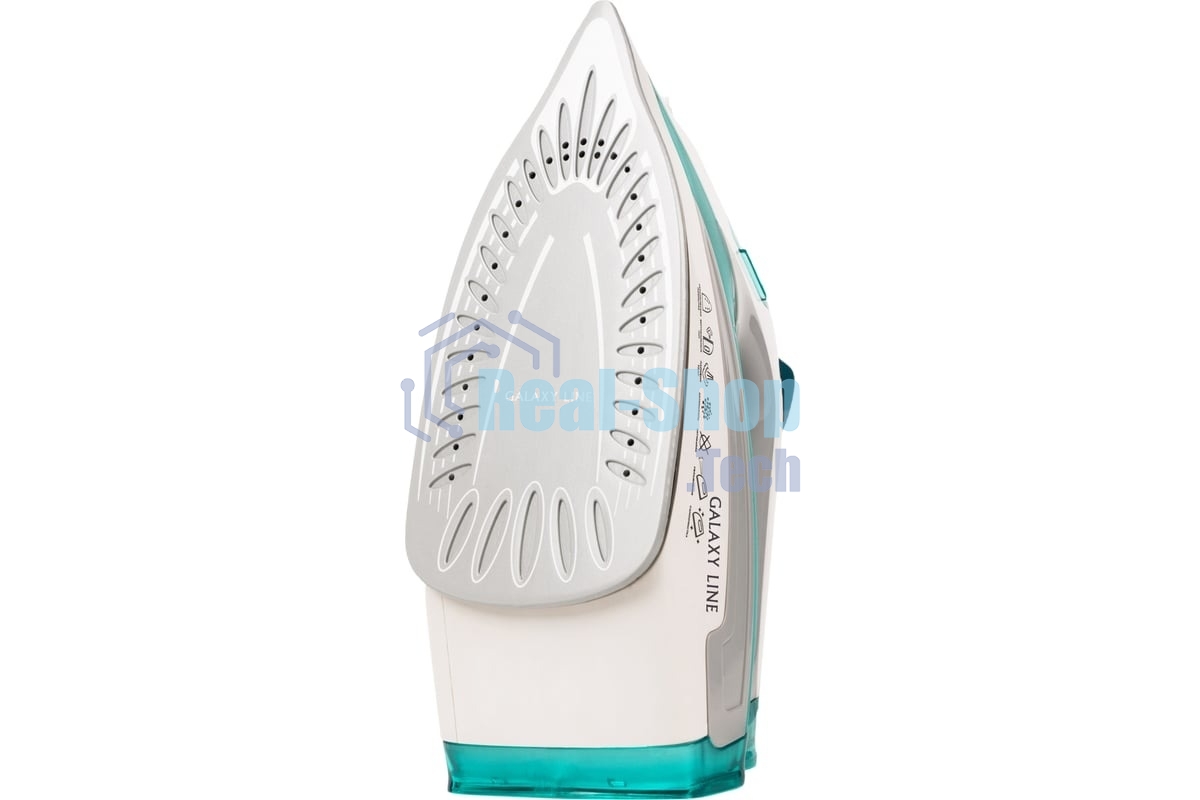 Утюг Galaxy Line GL 6127, бирюзовый, паровой, 2200 Вт, постоянный пар 50 г/мин, паровой удар 170 г/мин, функции: самоочистка, антикапля, антинакипь, функция увлажнения, вертикальное отпаривание, защита от перегрева, индикатор нагрева, керамическое покрыти