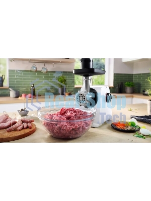 Мясорубка электрическая Bosch MFWS607W белый, 2100 Вт, 3.5 кг/мин, реверс, насадки - 4
