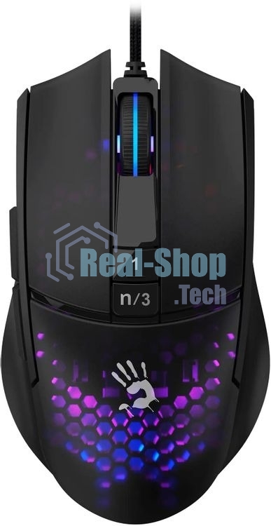 Мышь проводная A4Tech Bloody L65 Max черный/фиолетовый, 12000 dpi, USB, кнопки - 7