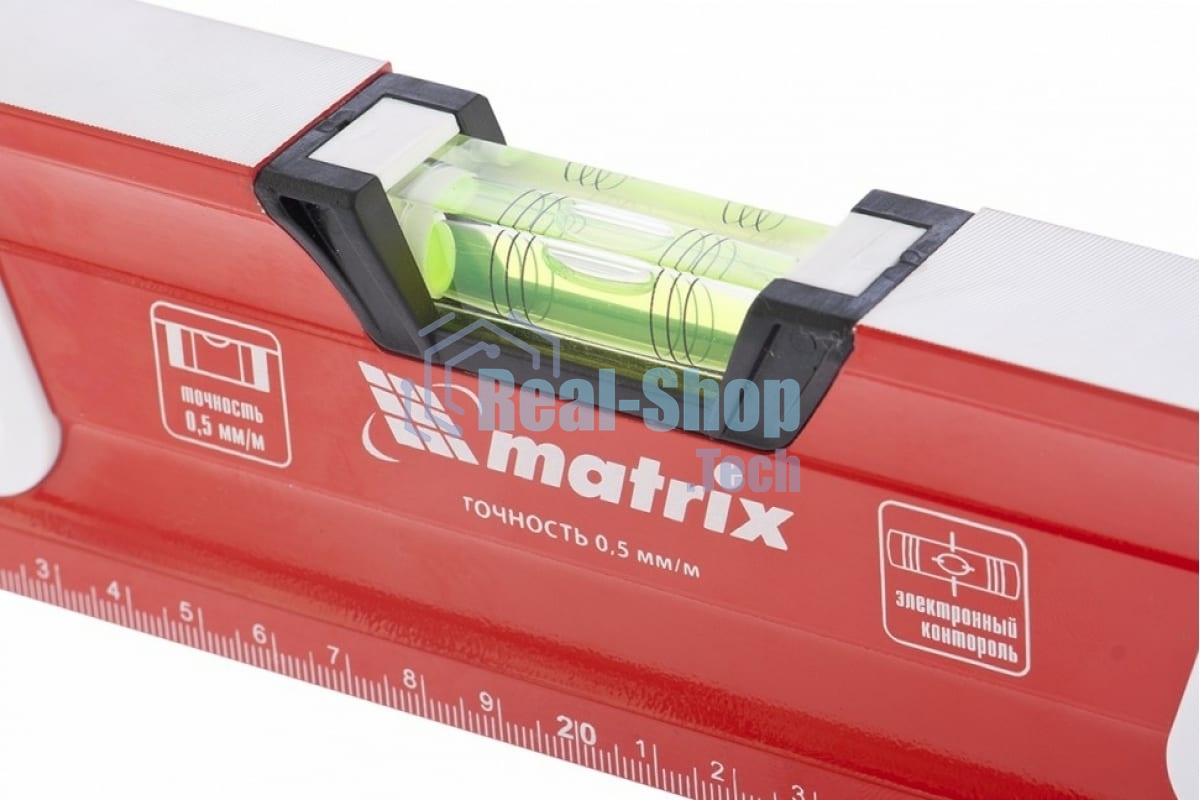 Уровень Matrix алюминиевый, магнит фрезеров 3 глазка 2 комп, рукоятки, 1200 мм