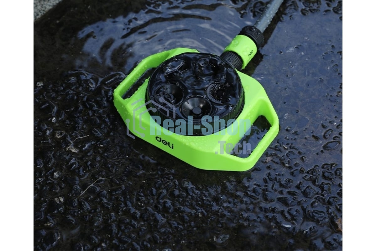 Дождеватель-разбрызгиватель круговой 5-ти позиционный Deli DL581300 5 режимов распыления, площадь орошения до 310кв.м, диаметр шланга 3/4