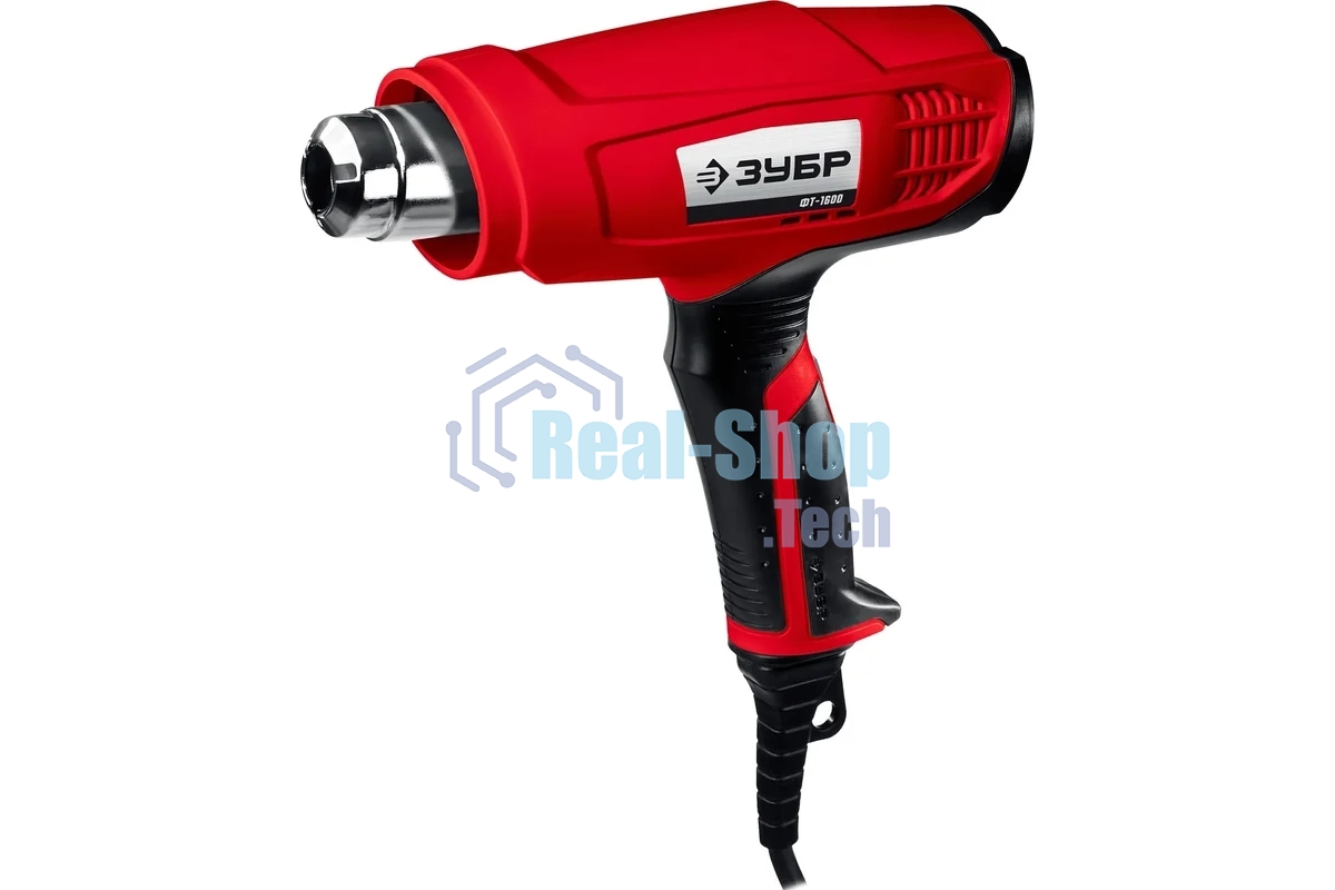 Фен технический Зубр ФТ-1600мастер. слюдяной изолятор насадки 2 режима 350град/350л/мин
